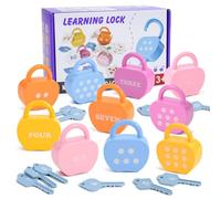 1 Set Lock et Key Toy Cause and Effect Toys Montessori Baby Keys Toy Ensemble avec 10 serrures en Forme de Pomme, 10 Touches et 20 Cartes pour Les Tout-Petits 3+, Cause Effet