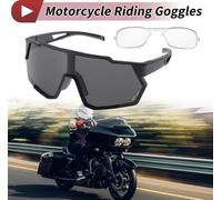 1 Set Lunettes De Moto Anti-Éblouissement Tri-Acetyl Cellulos Pc Uv400 Lunettes De Cyclisme Lentille Noire Cadre Noir