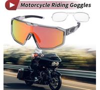 1 Set Lunettes De Moto Anti-Éblouissement Tri-Acetyl Cellulos Pc Uv400 Lunettes De Cyclisme Verre Rouge Cadre Gris