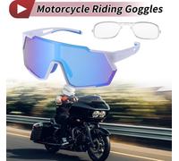 1 Set Lunettes De Moto Anti-Reflet Tri-Acetyl Cellulos Pc Uv400 Lunettes De Cyclisme Verre Bleu Cadre Blanc