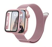 1 set mode 3-en-1 bracelet milanais en acier inoxydable magnétique et membrane de boîtier, boîtier protecteur de montre double rang de cristaux compatible avec 38mm 40mm 41mm 45mm 44mm 42mm 46mm 49mm 