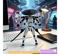 1 Set Modèle de Robot Samouraï Blanc Multi-Articulé, Figure Mobile Multi-Articulée de Chevalier Cyber, Modèle d'Assemblage DIY Créatif, Jouet Ornement de Bureau, Figure Mobile Style Cyberpunk, Jouet A
