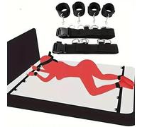 1 Set of Black Nylon Adjustable Handcuffs for Yoga Exercises in Bed