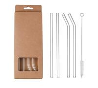 1 Set Pailles en Verre Réutilisables, Paille Courbée et Droite Avec Brosses de Nettoyage pour Jus, 20cm de Longueur Pailles en Verre Réutilisables, pour Pailles à Cocktail (C)