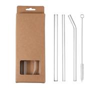 1 Set Pailles en Verre Réutilisables, Paille Courbée et Droite Avec Brosses de Nettoyage pour Jus, 20cm de Longueur Pailles en Verre Réutilisables, pour Pailles à Cocktail (B)