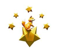 1 Set Paper Figure Star Fox Animal 3D Wall Decor Home Decor Crafts Origami Geometric Puzzle Carved Paper Model