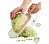 1 Set Râpe + Ensemble de protection de la main, Trancheuse de chou manuelle, Hachoir et broyeur de légumes multifonction. Lames en acier inoxydable avec protection de la main plus sûre et économisant 