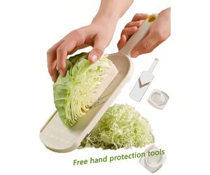 1 Set Râpe + Ensemble de protection de la main, Trancheuse de chou manuelle, Hachoir et broyeur de légumes multifonction. Lames en acier inoxydable avec protection de la main plus sûre et économisant 