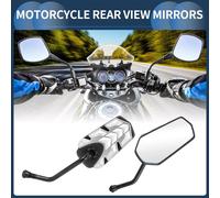 1 Set Rétroviseurs Arrière Pour Moto Universel Plastique Fer Verre Clair Rétroviseurs Latéraux Montage Barre Fin Ton Argent Poignée Droite Avec Extrémité Courbée