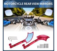 1 Set Rétroviseurs Moto Universels Alliage Aluminium Verre Bleu Montage Guidon Droit Rouge