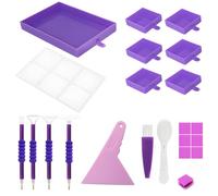 1 Set Strasskunst-Tablettset mit Deckeln, großes multifunktionales violettes Tablett, 6 kleine Tabletts, Löffel- und Stiftwerkzeuge, zur Aufbewahrung und Organisation von DIY-Strasskunst