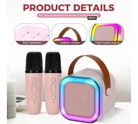 1 set Système de microphone sans fil, convient pour le karaoké à la maison, les rassemblements audio interactifs, le chant portable en plein air, enceinte externe multifonctionnelle avec fente pour ca