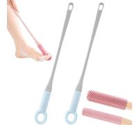 1 Set Toe Cleaning Brush with Long Handle for Shower, Easy Reach Deep Cleaning Foot Brush for Seniors,Men and Women, 15.7" 3-in-1 Foot Scrubber for Wet or Dry Brushing
