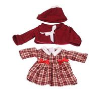 1 Set vêtements de poupée 18 Pouces, Les vêtements de poupée d'hiver comprennent Un béret Rouge, Un Cardigan Rouge, Une Robe à Carreaux pour Les Accessoires Filles 18 Pouces