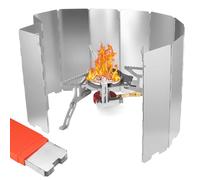 1 SetPare-vent pour rechaud camping gaz, 12 plaques pare vent pour rechaud gaz camping, plaque pare vents pliable en aluminium, pour cuisine extérieure de camping-car, avec boîte