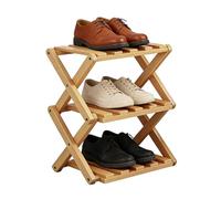 1 Small Shoe Rack - Wooden Shoe Rack, 3-Tier Shoes Organizer | Expandable Adjustable Folding Shelf | Space-Saving Storage Small Racks For Narrow Spaces, No Installation Needed | For Family, Students,