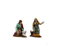 1 STATUINA FILATRICE O PASTORE CON PECORA 10CM IN RESINA MODELLO ASSORTITO PRESEPE