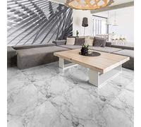 1 Sticker Sol 30x30cm Carreaux de Ciment Dalle de Marbre Blanc Anti-dérapant | Stickers adhésifs carrelages Sol résiste à l'eau | Autocollant Carreaux de Ciment revêtement Sol - Carrelage adhésif Sol