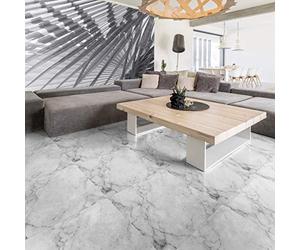 1 Sticker Sol 30x30cm Carreaux de Ciment Dalle de Marbre Blanc Anti-dérapant | Stickers adhésifs carrelages Sol résiste à l'eau | Autocollant Carreaux de Ciment revêtement Sol - Carrelage adhésif Sol