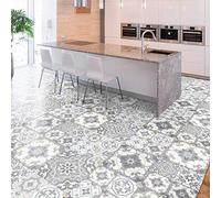 1 Stickers adhésifs carrelages sol anti-dérapant avec laminat de protection en plastique| Sticker Autocollant Carreaux de ciment Sol résistant à l'eau - Mosaïque carrelage revêtement de sol salle de bain et cuisine | Carreaux de ciment adhésif pour sol - azulejos - 60 x 90 cm - 1 pièce