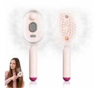 1 Stück Peigne de Massage Électrique à Coussin d'Air avec Spray et Lumière Rouge, Brosse Vapeur Lissante pour Cheveux, Brosse Brumisatrice Rechargeable USB pour Tous Types de Cheveux (Rosa)