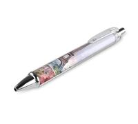 1 stylo à bille rétractable à encre gel liquide lisse de 0,5 mm - Motif Tour Eiffel avec fleurs - Avec prise en main ergonomique - Séchage rapide et sans bavure - Rechargeable - Pour le bureau - Pour