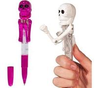 1 STYLO SQUELETTE LUMINEUX MOBILE TETE DE MORT 18 CM G