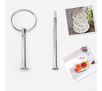 1 support d'assiette à gâteau avec poignée en alliage de zinc et tige de matériel pour une installation sûre des assiettes à gâteau de mariage et des assiettes à fruits (2 couches argentées)