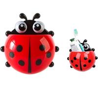 1 support de brosse à dents rouge, mignon à sept étoiles en forme de coccinelle avec ventouse sans perçage, support de brosse à dents en forme d'insecte pour salle de bain, ventouses puissantes