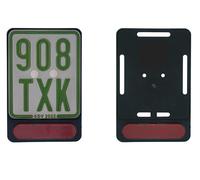 1 support de plaque d'immatriculation noir avec réflecteur rouge pour plaque d'immatriculation d'assurance 135 x 110 mm (pour mobylette, scooter, S-Pedelec, vélo électrique, cyclomoteur, vélo en L
