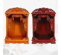 1 table d'autel murale, niche pour autel de Bouddha, table de méditation en bois massif, armoire d'autel bouddhiste chinoise, table de prière personnelle pour la maison (Jaune, 13,4 x 8,7 x 15,7 pouce