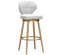 1 tabouret de bar en velours pivotant à 360° avec dossier et repose-pieds doré élégant pour cuisine et pub Blanc 75 cm