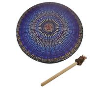 1 tambour Shaman, tambour alchimique de lune végétalien avec baguette, cadre de percussion, outil de thérapie de basse fait à la main, outil de guérison sonore, symbole chamanique, bleu