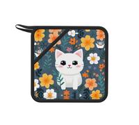 1 tapis carré anti-brûlure en silicone pour chaton - 18 cm - Convient pour poêles, fours, grills, services à thé