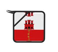 1 tapis carré en silicone résistant à la chaleur - Motif drapeau de Gibraltar - 18 cm - Convient pour le thé, le barbecue, la cuisine, etc.