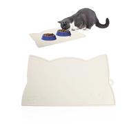 1 tapis de gamelle pour chat en silicone, tapis d'alimentation pour chat, tapis d'alimentation antidérapant, idéal tapis de nourriture imperméable, blanc, adapté aux petits chiens et chats, 41,5 x