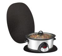 1 tapis de protection ovale résistant à la chaleur pour appareil de mijoteuse de 6 à 8 litres, tapis de protection en silicone compatible avec Crock-Pot de 6, 7, 8 litres, noir