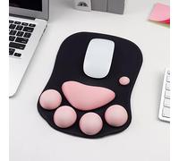 1 tapis de souris mignon en silicone avec forme d'orteil de chat qui peut soutenir le poignet. Le tissu est doux pour la peau, doux et respirant (noir)