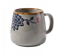 1 tasse à café vintage unique de style rétro japonais en céramique, tasse à changement de four 380 ml, tasse à petit-déjeuner en argile cadeau créatif pour amis, tasses avec couvercle et cuillère