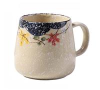 1 tasse à café vintage unique de style rétro japonais en céramique, tasse à changement de four 380 ml, tasse à petit-déjeuner en argile cadeau créatif pour amis, tasses avec couvercle et cuillère