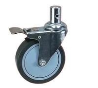 1 tige filetée M16 de 5 pouces avec 28 broches fixation, roue silencieuse en TPR for brancard/chariot lit médical, roulette d'infirmière frein fer(M28x40mm)