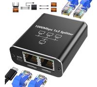 1 to 3 LAN Splitter 1000Mbps RJ45 3 Port Gigabit Ethernet Network Splitter with USB Power Cable,Internet Adapter for Computer,Hub,Router,ADSL,Set-Top