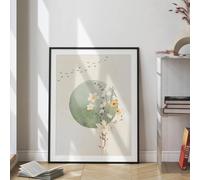 1 toile botanique moderne Japandi vert sauge 50 x 70 cm pour chambre à coucher, affiches et impressions, peinture murale pour salon (sans cadre)