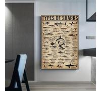 1 toile d'espèce de requin style rétro art vintage motif graphique marin pour chambre à coucher, salon, couloir, décoration murale. (Remarque : sans cadre photo), 30 x 45 cm