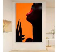 1 toile érotique murale avec portrait sensuel et langue, affiches et impressions, art africain provocateur, décoration pour la maison et le bureau (60 x 90 cm, sans cadre)