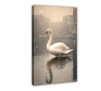 1 toile murale en forme de cygne dans un cadre doré vintage orné d'une peinture à l'huile inspirée de la vie sauvage inspirée de la vie sauvage 3