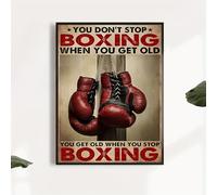 1 toile vintage avec gants de boxe « You Don't Stop Boxing When You Get Old » pour chambre à coucher, affiches et impressions, peinture murale pour salon (sans cadre)