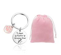 1 Toiletteur pour Animaux De Compagnie Et 1 Sac De Rangement, Porte-Clés Cadeau, Porte-Clés Patte De Chien Mignon, Porte-Clés Gravé en Acier Inoxydable