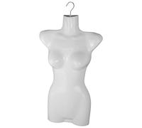 1 torse féminin - 70 cm - Torse femme en plastique - Haut du corps semi-plastique de couleur blanche - Buste mannequin - Body pour femme demi-coque - Forme de buste - Mannequin de vitrine avec crochet