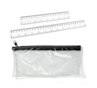 1 Transparent Étui À Crayons avec Un Bord Noir, 2 Règles Transparentes en Plastique, Sac De Rangement pour Le Matériel D'Examen, Règle Graduée pour Les Mathématiques-La Peinture.